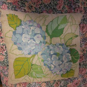 Pillow, Decorative, Needlepoint, Flowers
